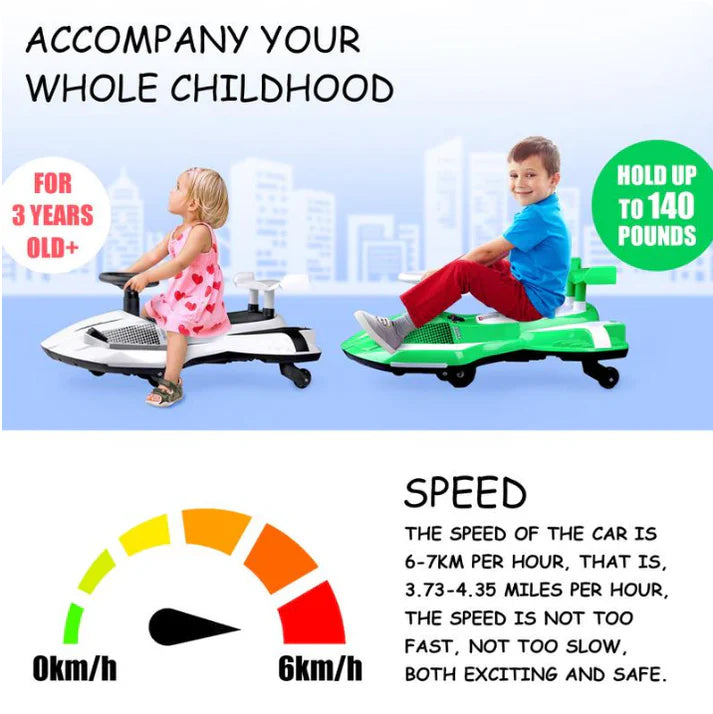 🐑 12V Kids Wiggle Car with Lights & Bluetooth