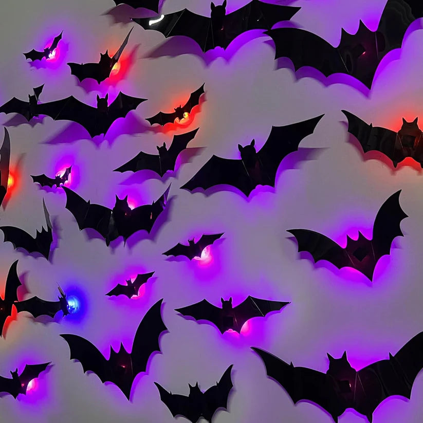 3D Bats Light Decorations Spooky Ornaments for Festival Halloween
