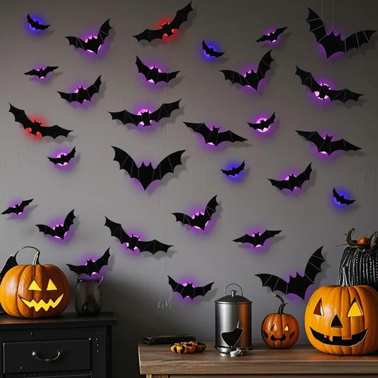3D Bats Light Decorations Spooky Ornaments for Festival Halloween