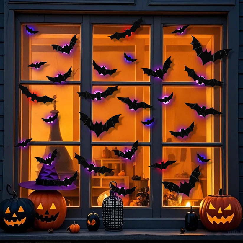 3D Bats Light Decorations Spooky Ornaments for Festival Halloween