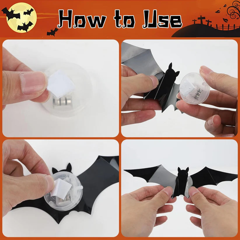 3D Bats Light Decorations Spooky Ornaments for Festival Halloween