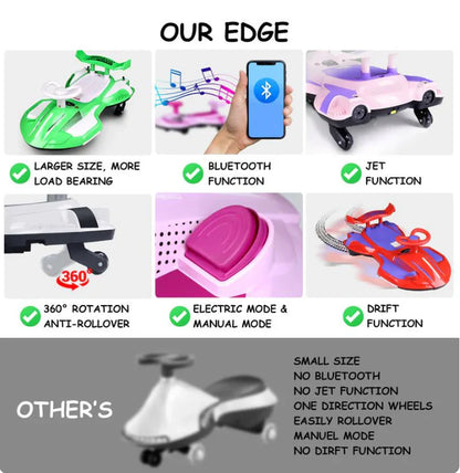 🐑 12V Kids Wiggle Car with Lights & Bluetooth