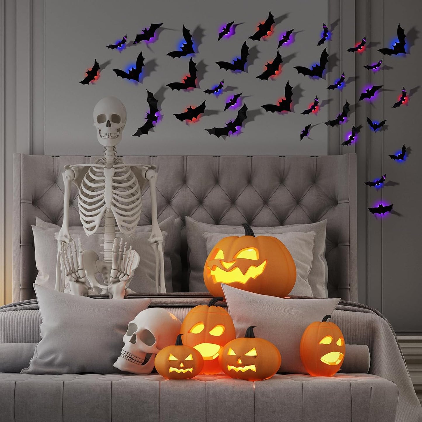 3D Bats Light Decorations Spooky Ornaments for Festival Halloween