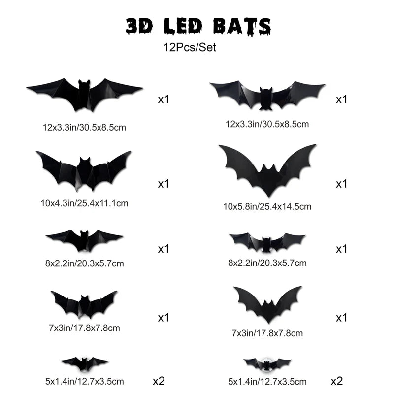 Limited Edition:30PCS Halloween 3D Lighted Bats