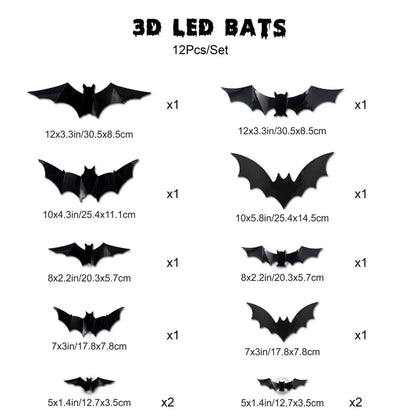 Limited Edition:30PCS Halloween 3D Lighted Bats