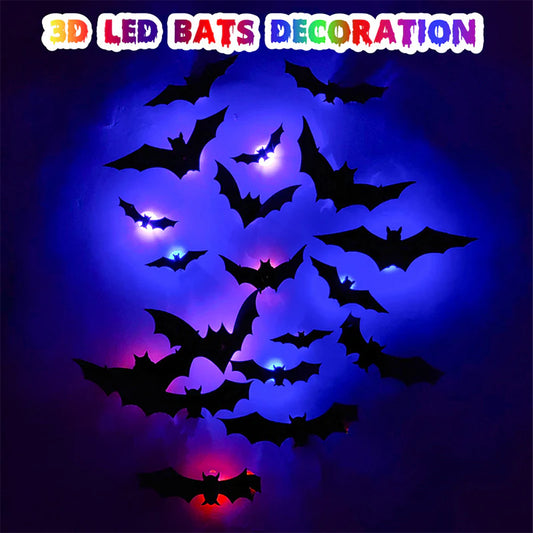 Limited Edition:30PCS Halloween 3D Lighted Bats