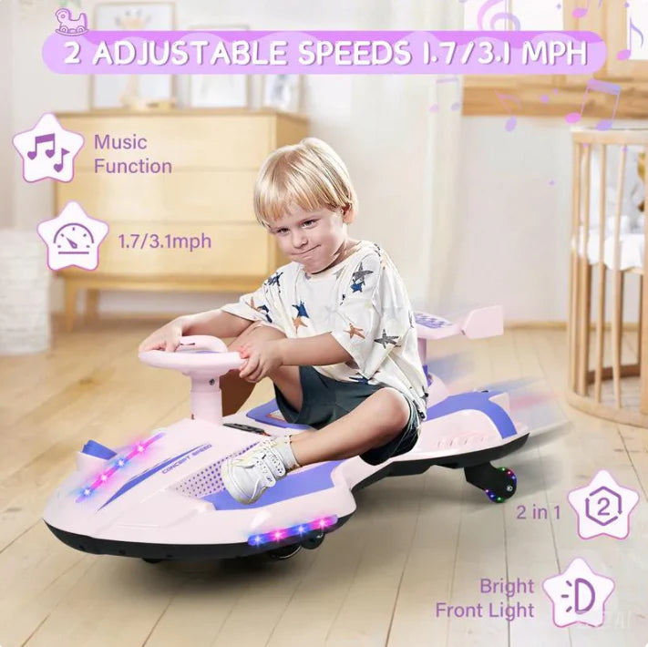 🐑 12V Kids Wiggle Car with Lights & Bluetooth
